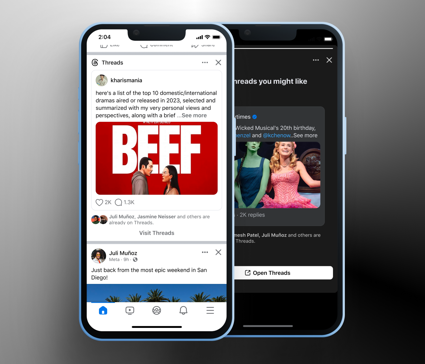 Threads social proof screens shown in phone mockups