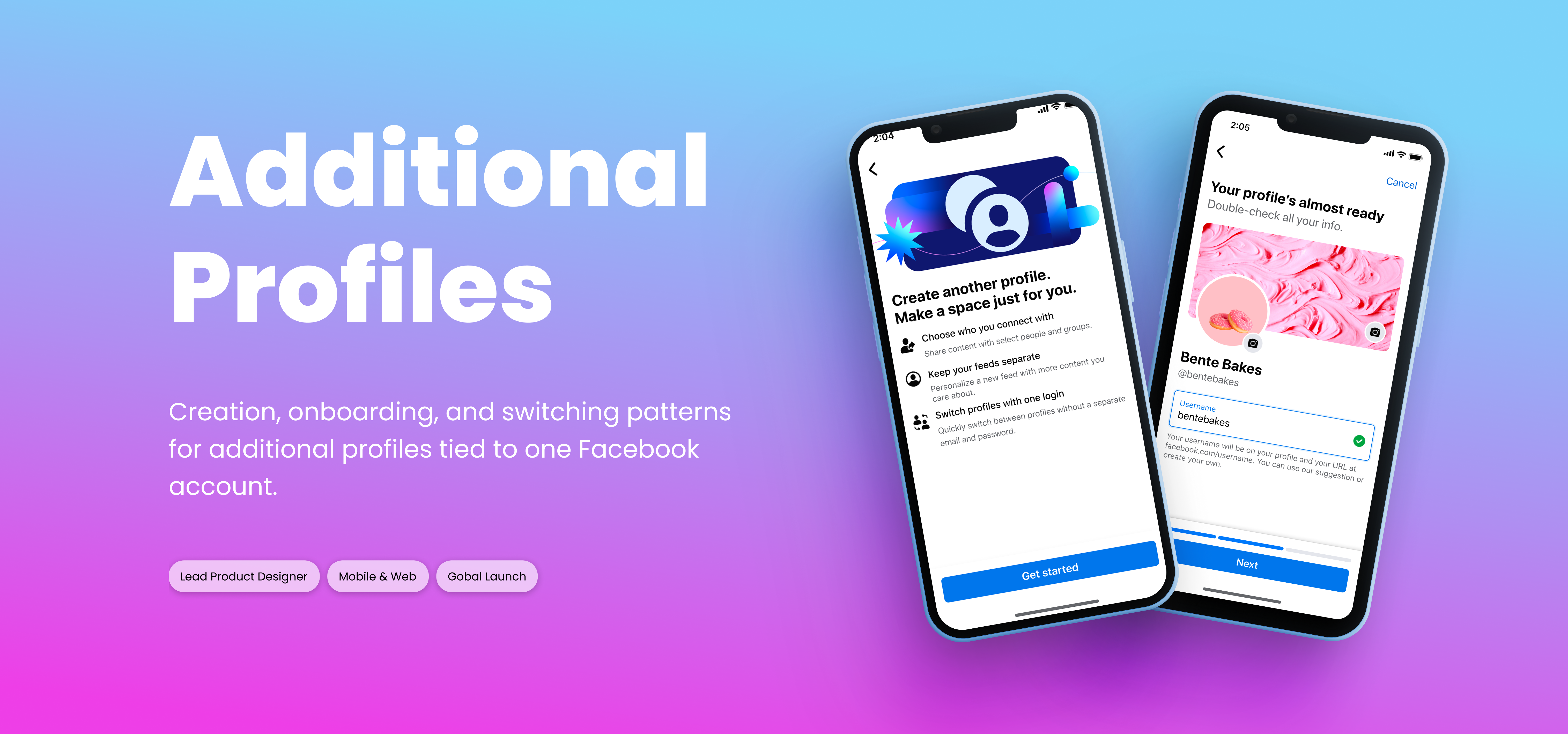 Additional Profiles hero with two Facebook profile phone screens