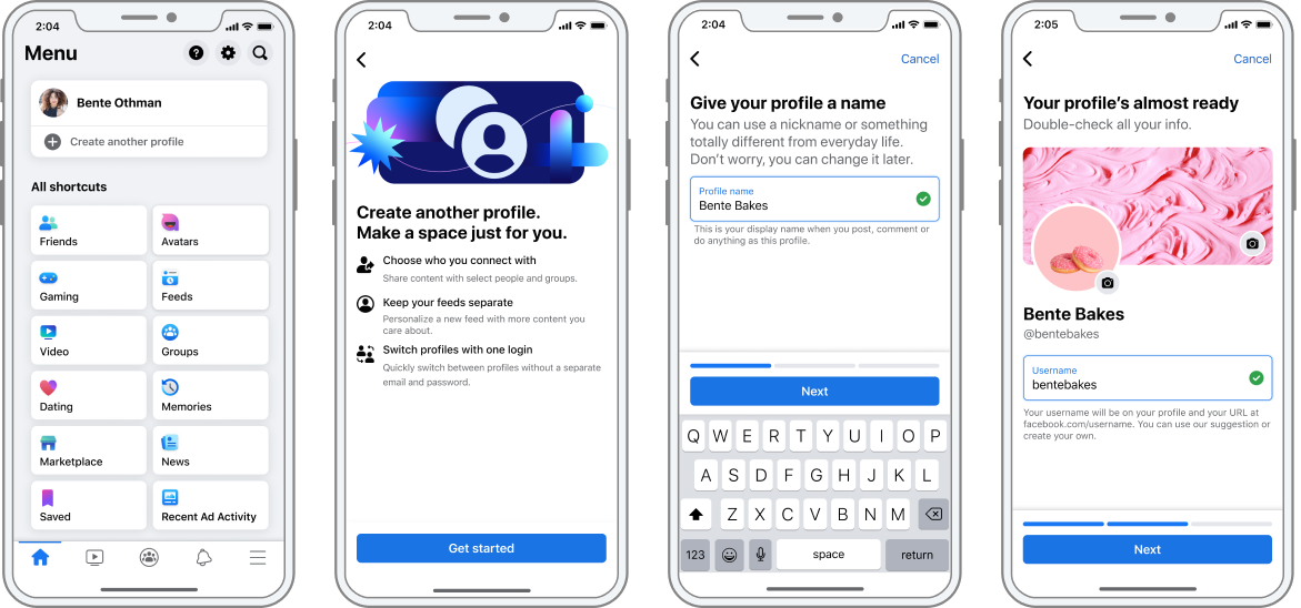 Additional Profiles creation flow screens