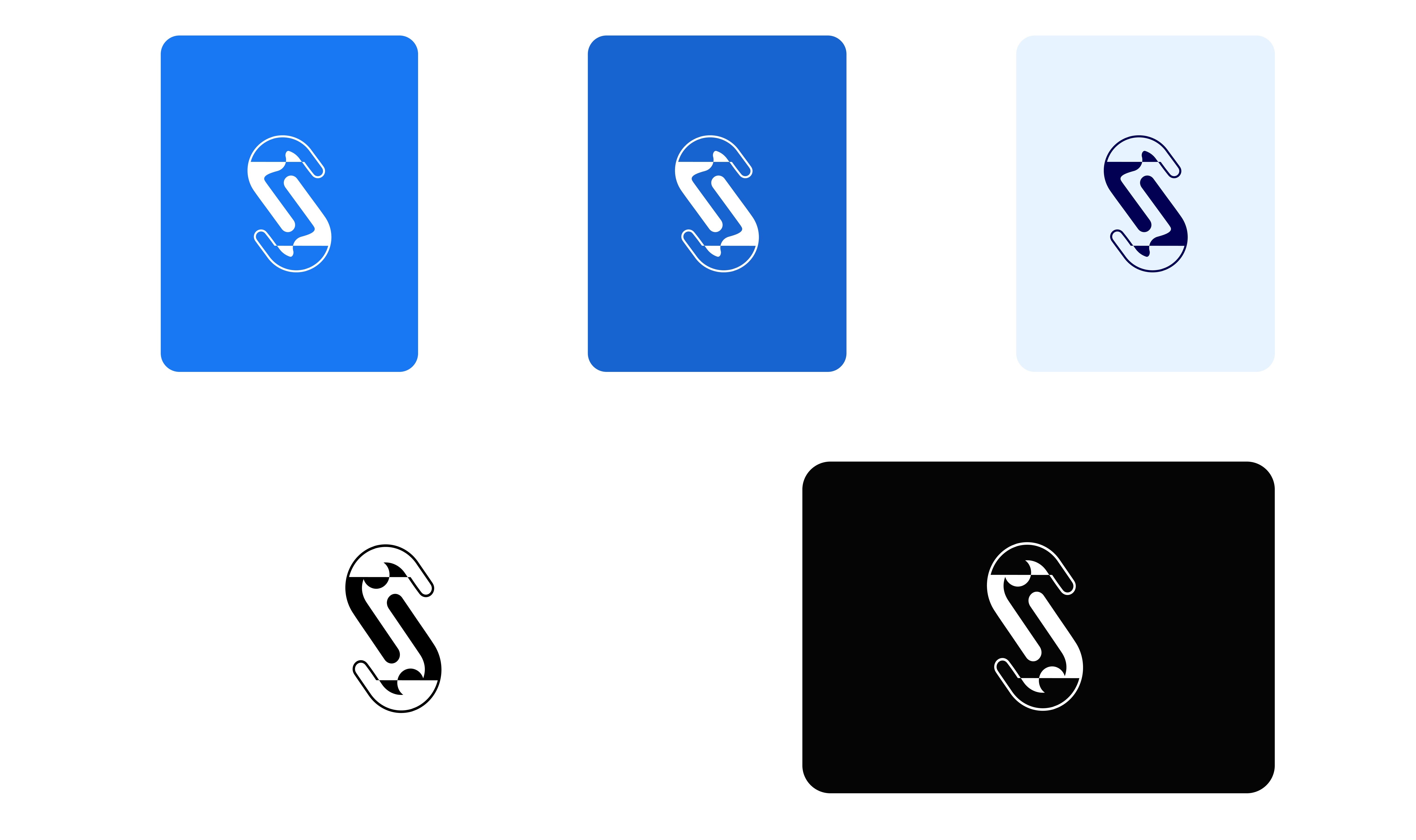 SOAP logo direction showing logo variations on blue, light, white, and black backgrounds